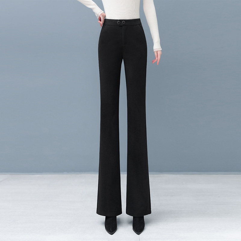 2025新款秋冬季加绒加厚毛呢裤子女休闲西装裤高腰显瘦直筒微喇裤,淘宝优惠券,粉丝福利购,淘宝优惠卷