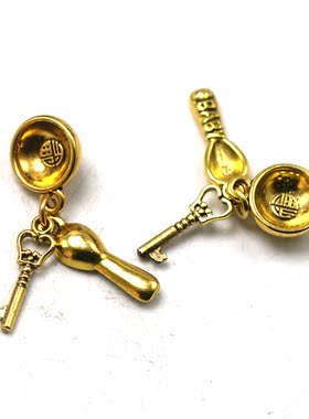 金饭碗吊坠 合金配件 钥匙 婴儿调羹 福字饭碗吊坠 DIY饰品配件