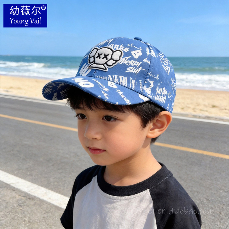 儿童帽子早春秋季炸街黑色痞男宝宝帅气棒球帽女孩子字母鸭舌帽潮