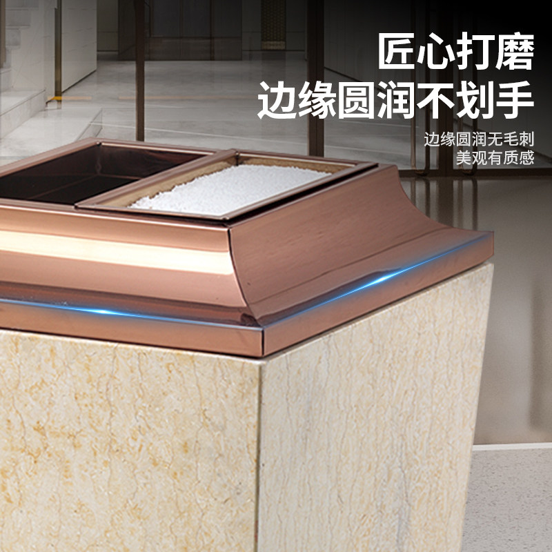 酒店大堂大理石垃圾桶带烟灰缸不锈钢宾馆大厅电梯口商场立式烟桶