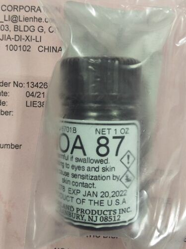NOA87耐高温高湿Bellcore双85紫外胶水较高粘度800cps折射率1.52 - 图0