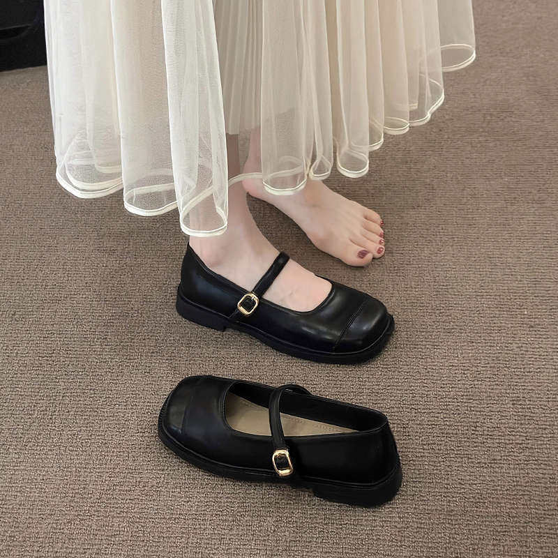 法式平底玛丽珍单鞋女鞋秋季黑色小皮鞋2025新款配裙子休闲乐福鞋,淘宝优惠券,粉丝福利购,淘宝优惠卷