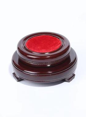 葫芦奇石水晶球底座圆形双层可旋转摆件实木支架单层双层木托底新