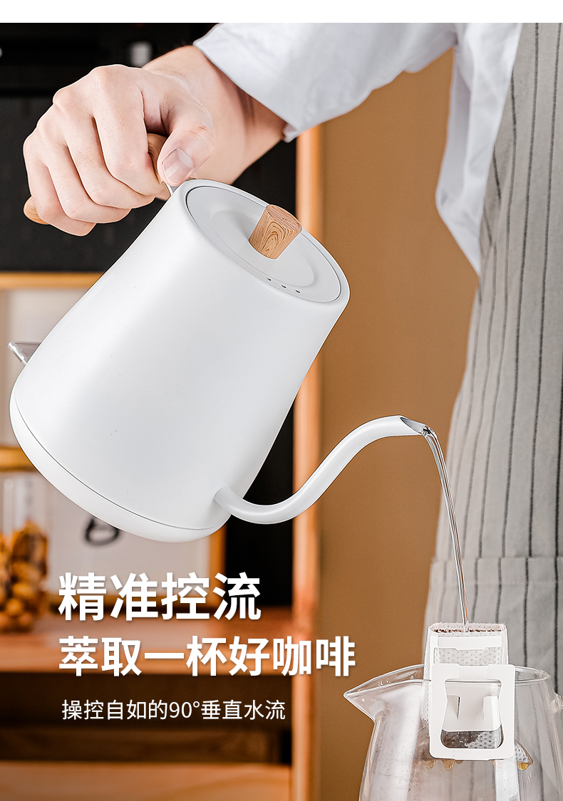 Hand brewed coffee pot 110V electric kettle with slender spo - 图0