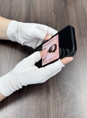 桑蚕丝真丝露指半指防晒保湿睡眠薄款手套男女通用方便手机操作