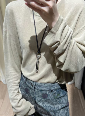 极简风银色可吹响的口哨吊坠项链