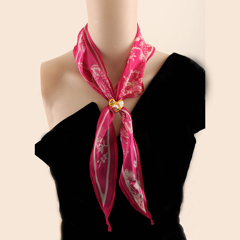 法式轻奢老钱风红色腰果花纹菱形丝巾发带三角围脖领巾心形扣项链