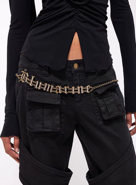 复古金闪钻字母项链choker锁骨链