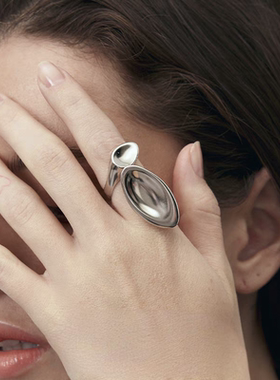 艺术感几何椭圆开口戒指食指戒