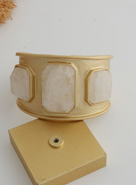 时髦天然水晶发晶石手镯开口手环