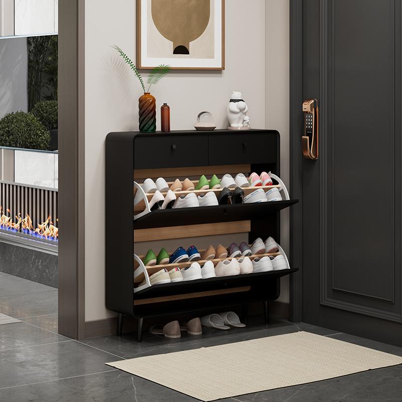 鞋柜家用门口黑色入户超薄翻斗玄关柜进门大容量简约省空间鞋架 - 图0
