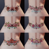 6 sheets of covered gestational tattooed colored tattooed with big picture waterproof persistent waist belly woman sexy scar rose flowers