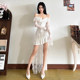Pure lust style suspender strapless dress