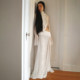 KLIOU Pure Desire Design Niche Hollow Revealed Waist High Neck Long Sleeve Top Fashionable Slit Hot Girl Long Skirt
