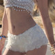 Pure lust style three-dimensional flower decorated low-waist casual pants