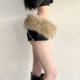 KLIOU fashionable and sophisticated retro khaki design niche versatile chain decorated plush belt for women