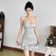 KLIOU French light retro style polka-dot suspender dress, feminine, tight-fitting, figure-hugging short skirt for summer