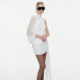 KLIOU socialite light luxury retro design pleated half-high collar dress women's streamer slimming hip short skirt trendy