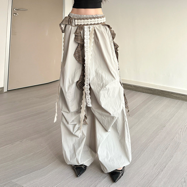 Retro vintage design plaid lace belt