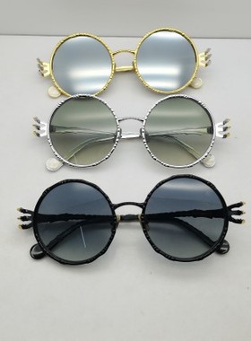 ANNA-KARIN安娜卡琳卡尔松男女款圆形复古鹰爪个性纯钛太阳眼镜架