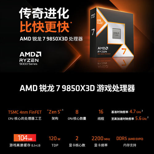 AMD锐龙R7 9850X3D/9800X3D华硕B850M/X870E吹雪重炮手主板U套装 - 图1