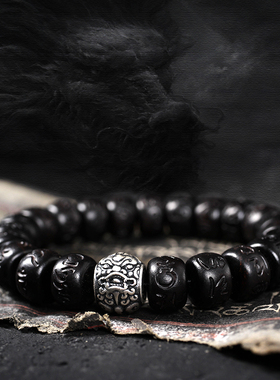 桃木手串貔貅手链男木质佛珠