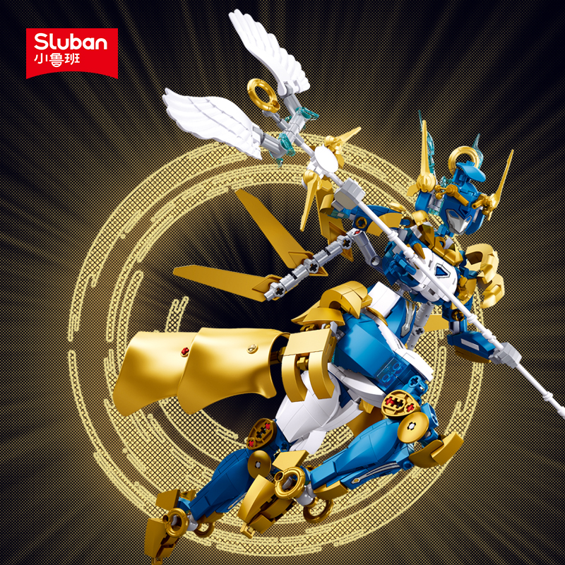 小鲁班积木儿童益智拼装三国貂蝉关羽机甲玩具机器人模型男孩礼物