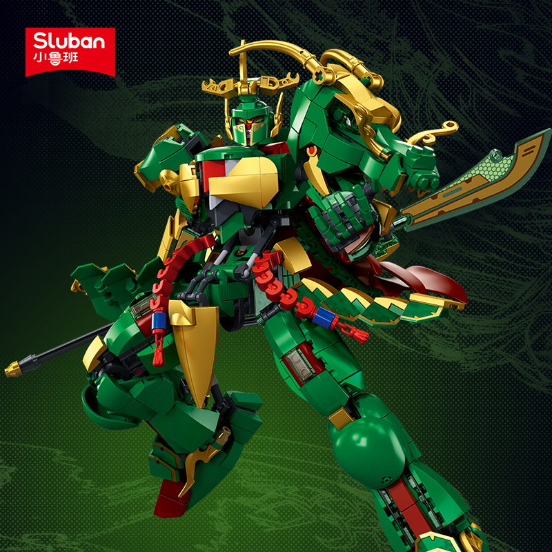 小鲁班积木儿童益智拼装三国貂蝉关羽机甲玩具机器人模型男孩礼物