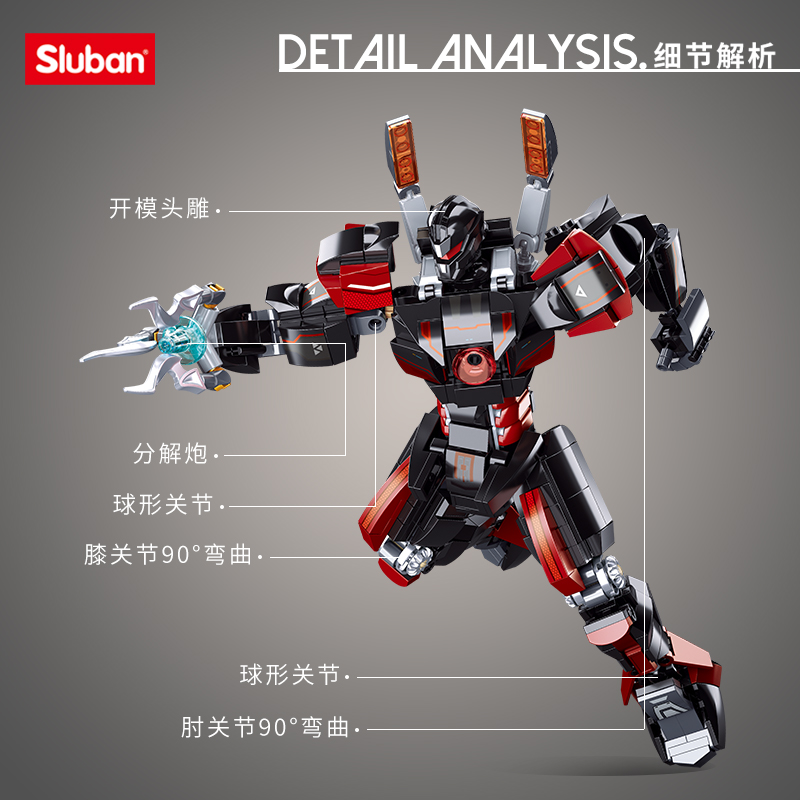 小鲁班中国积木暗黑流浪者机甲玩具男孩益智力拼装机器人金刚模型