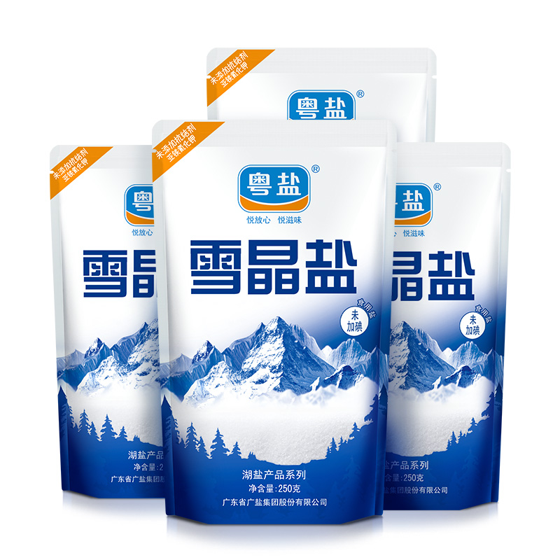 粤盐雪晶盐无碘盐食用盐家用4袋