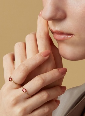 女新年诞生石榴石开口戒指