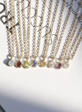 12个月生辰石简约甜美水滴项链