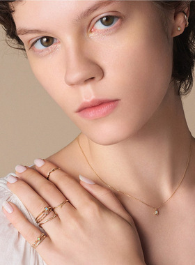 nojess极光迷你欧泊耳钉戒指套装