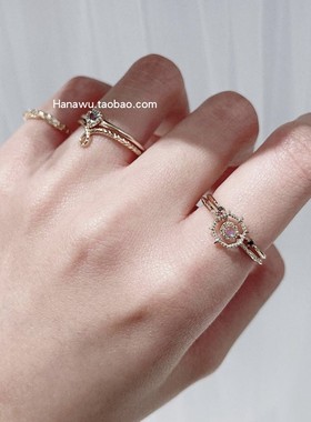 agete独特芒星叠戴银戒指套戒