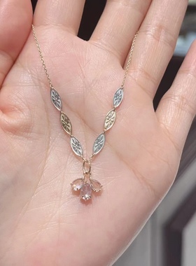 aget金银拼色雕花叶子项链套装