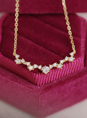 nojes新爱心荷叶裙边银镀金项链