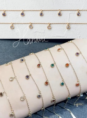 agete天然彩宝石女纯银日系手链