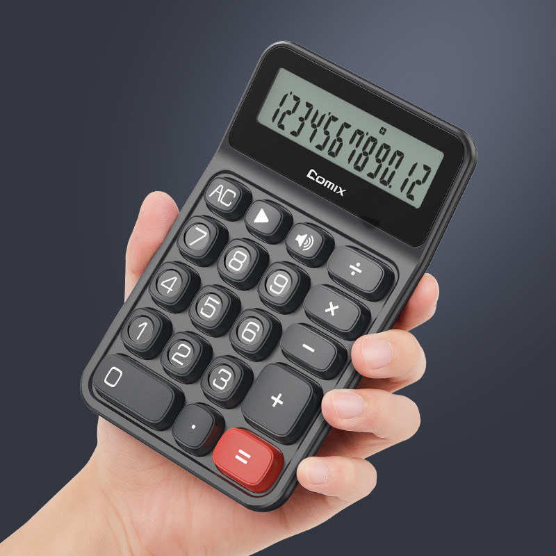 齐心X3真人发音带语音计算器黑色办公用会计用大学财务小号便携商用12位数计算机器文具办公用品7号电池 - 图3