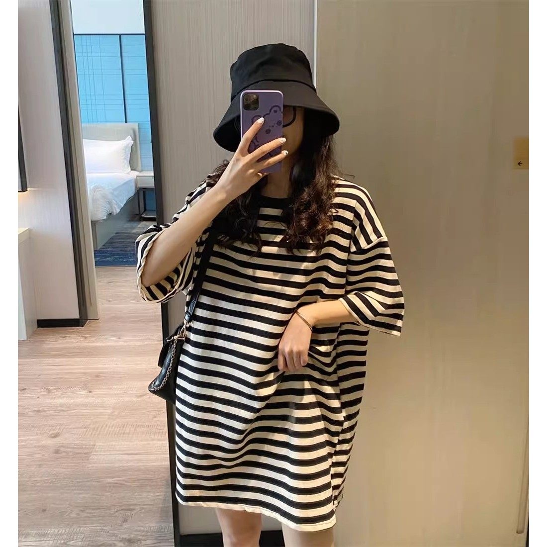 孕妇装2025夏季新款条纹t恤女短袖宽松大码中长款t恤裙半袖上衣女,淘宝优惠券,粉丝福利购,淘宝优惠卷