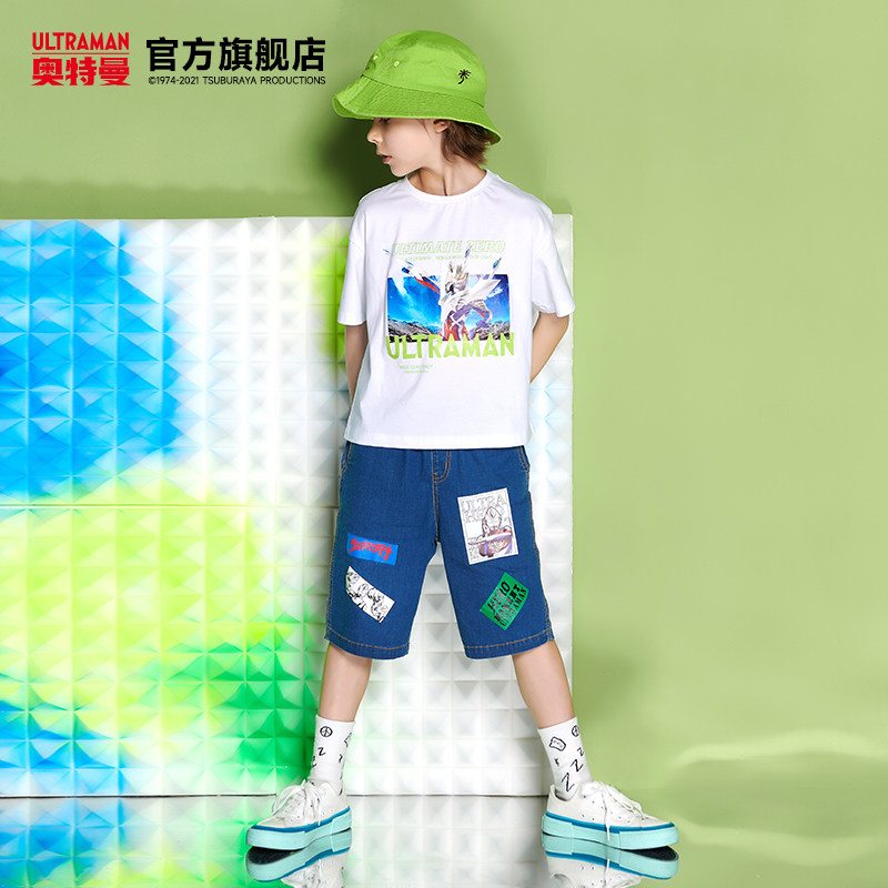 奥特曼童装夏季牛仔印花潮男童短裤 奥特曼玩具裤子