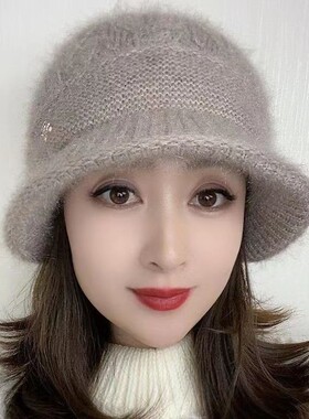 冬季女款洋派帽子帽簷款女士新款帽子2025冬季针织松鼠帽簷戴法时