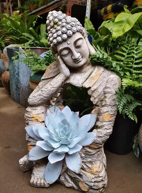 禅意佛像复古花园装饰花盆
