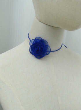 立体感项链黑色朵花锁骨