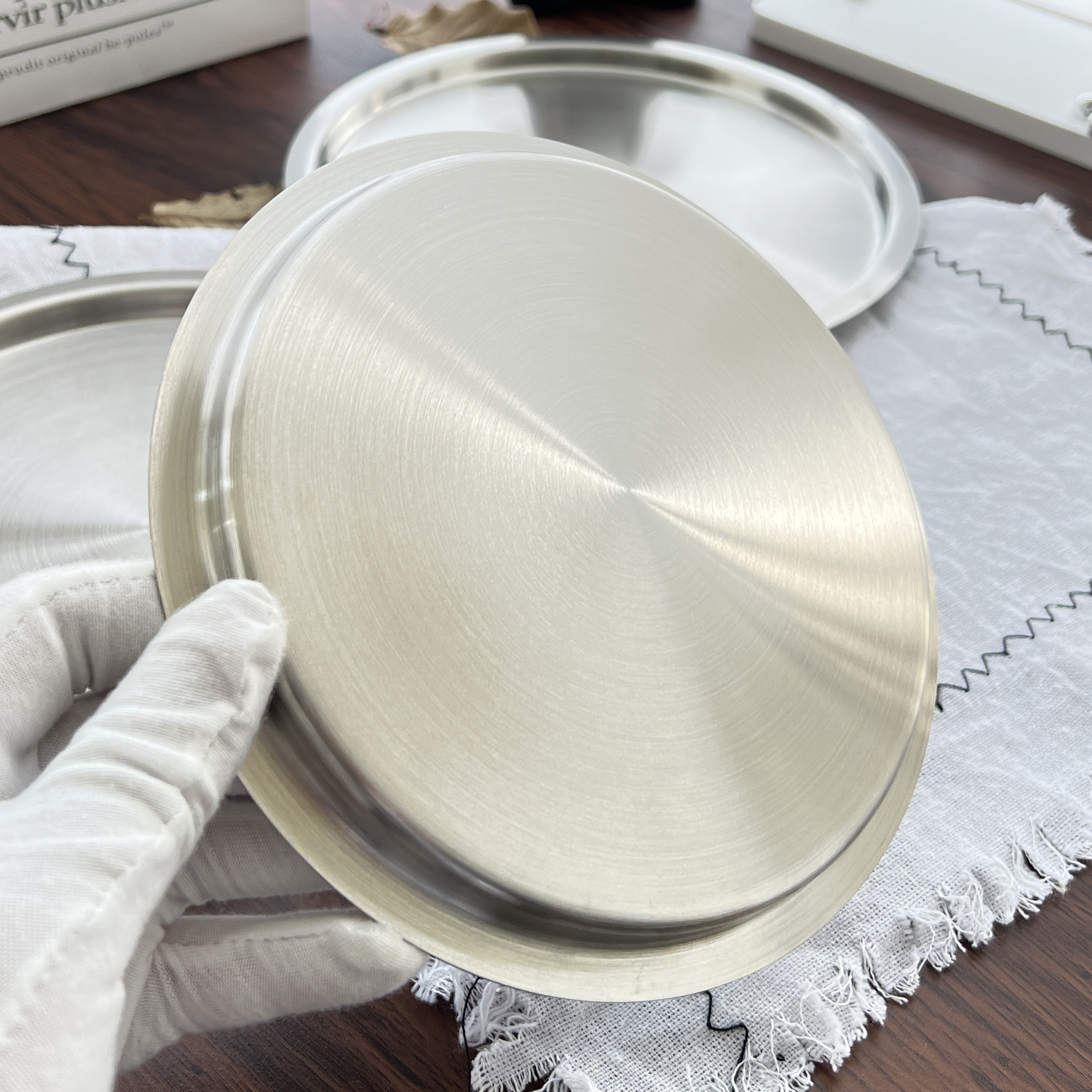 Chockmen18-10不锈钢圆形通用盖子盆盘盖保鲜盖平盖食品碗防尘盖 - 图3