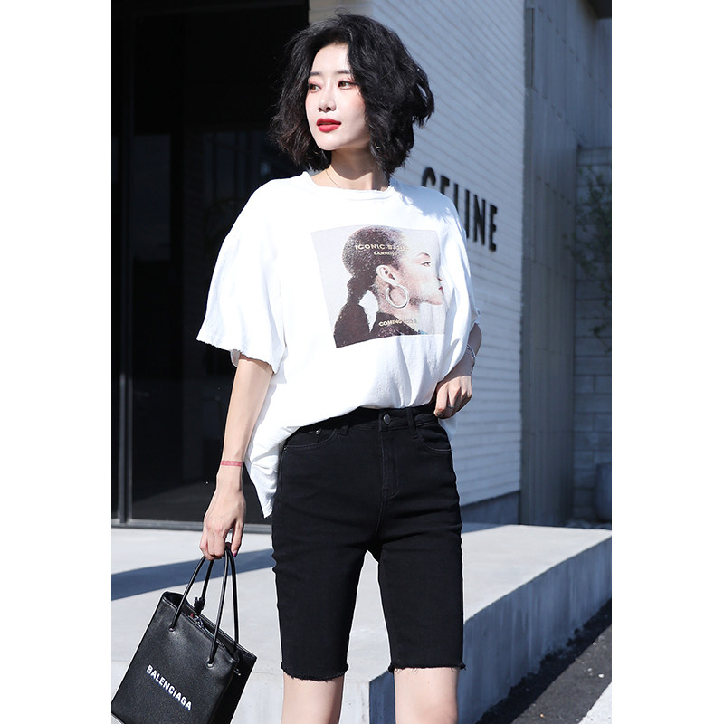 黑色五分牛仔夏薄款港味潮ins短裤 为妃牛仔裤