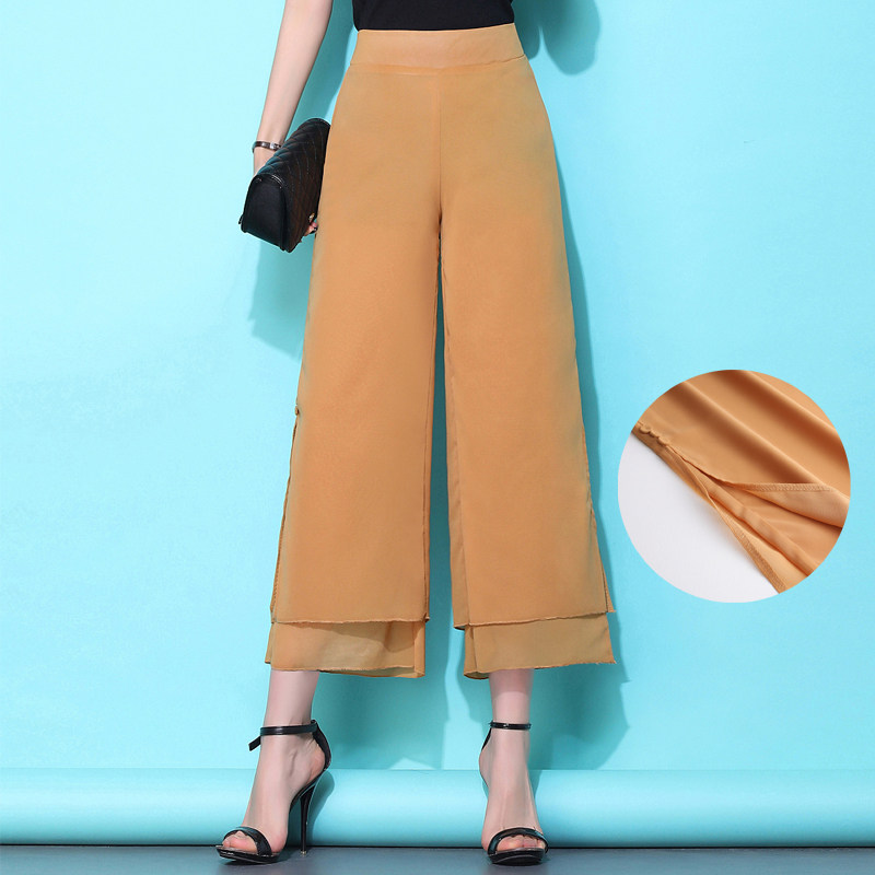 垂感双层雪纺夏季裤裙高腰阔腿裤 芊紫萱休闲裤