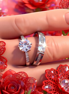 婚礼仿真情侣对戒结婚可调节活口