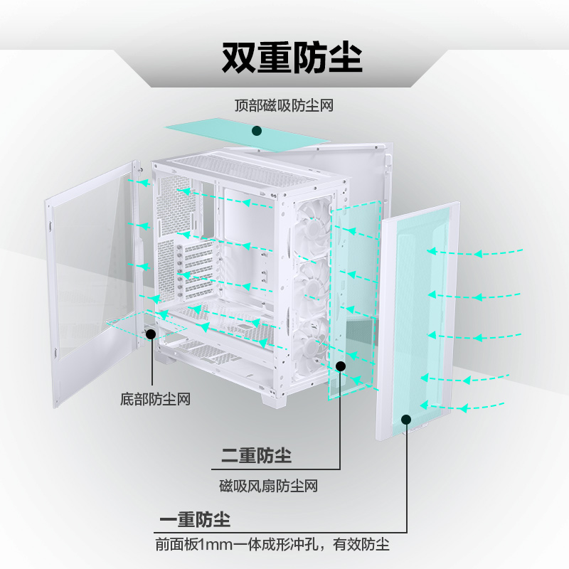 追风者XT523 Ultra侧透金属侧板EATX背插主板台式360水冷电脑机箱 - 图0