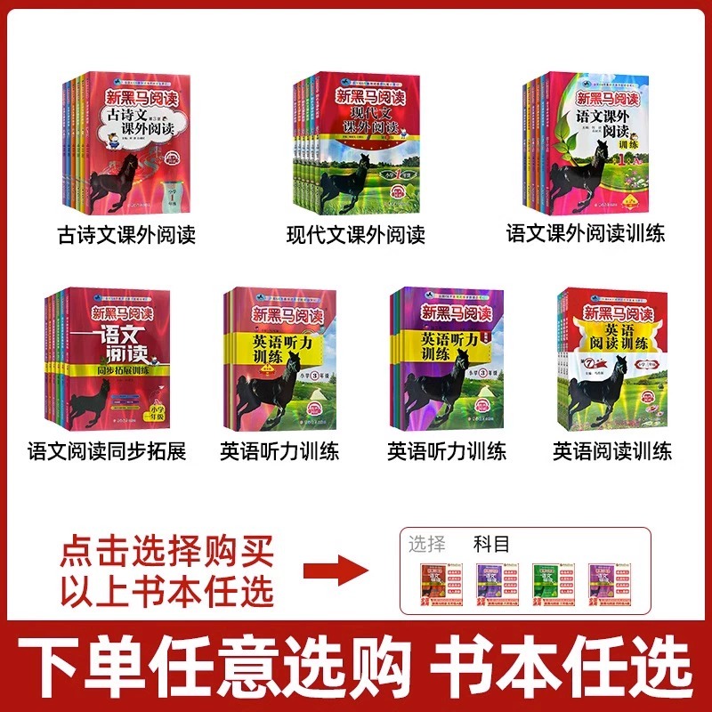 新黑马阅读一二三四五六年级人教版语文现代文古诗文课外阅读理解训练题张煦教你阅读AB版小学英语专项听力阅读训练上册下册 - 图1