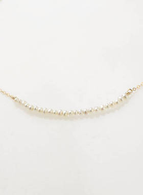 新品14k包金迷你项链女小珍珠